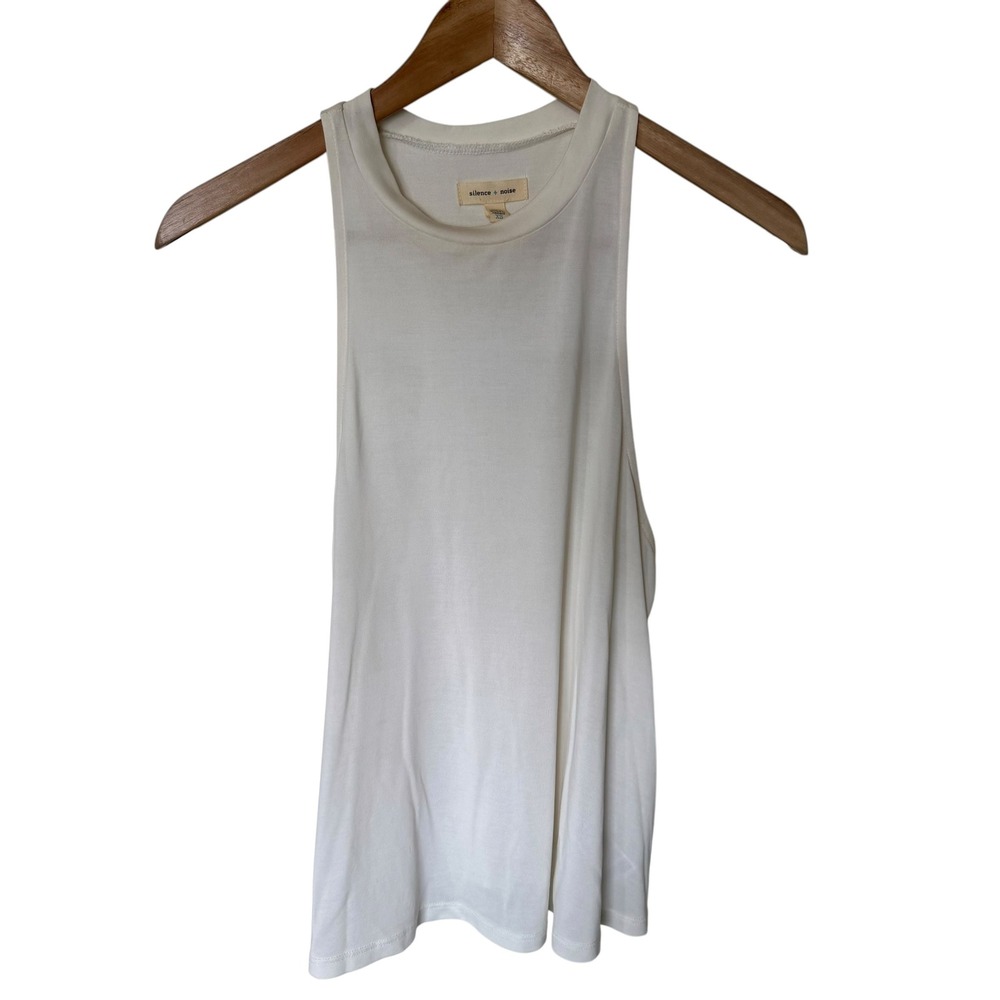 Silence + Noise Tank Top Women XS Ivory Excellent Racerback High Neck Urban